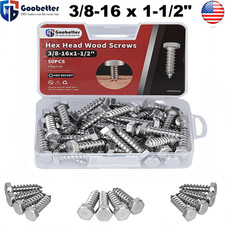 50x Stainless Steel Hex Lag Bolts Lag Screws Coachs Screw for Wood 3/8 x 1-1/2"