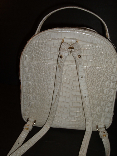 NWT BRAHMIN Chelcy Croc Embossed Leather Backpack Coconut Milk Stunning! - Picture 5 of 11