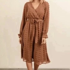 Baltic Born NWT Paisley Camel Dot Long Sleeve Midi Dress Size 2xl