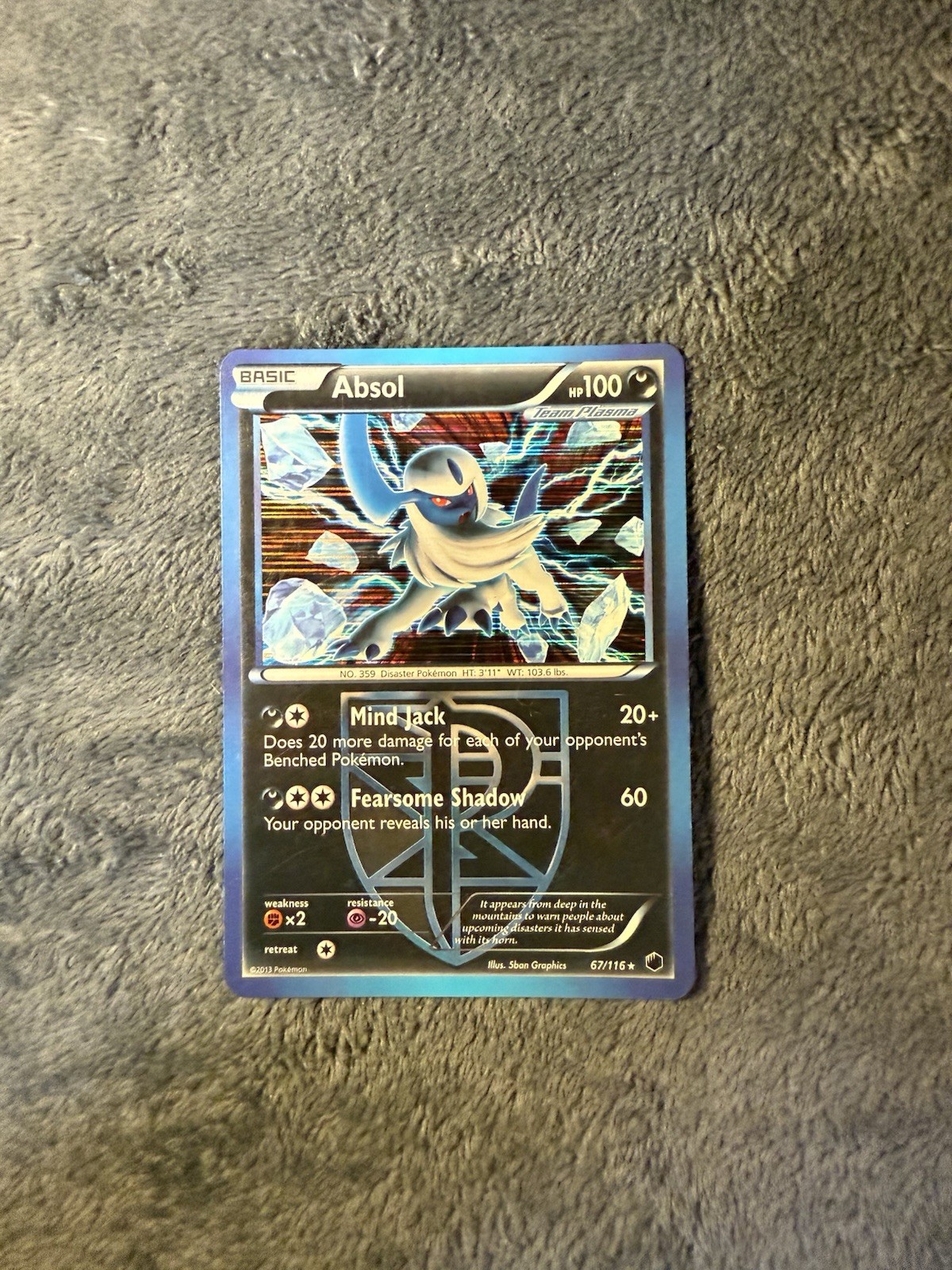 Absol 67/116 Black & White Plasma Freeze Pokemon Card Reverse Holo Rare - LP