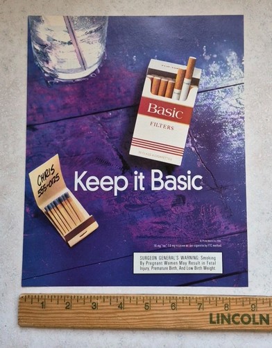 BASIC Cigarettes Magazine Print Ad Advertisement Vintage 1998 Keep It Basic  - Picture 1 of 2