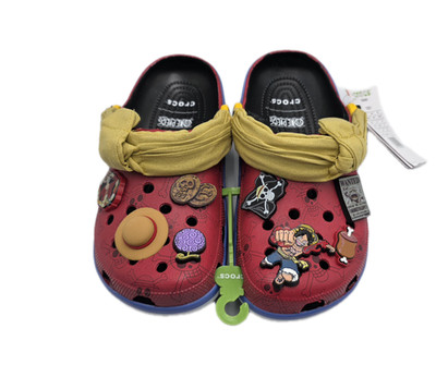 Crocs One Piece Classic Clog Red Luffy Anime Shoes New Minor Factory Defects