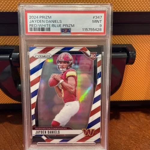 2024 Panini Prizm - Rookies Jayden Daniels #347 PSA9 Red White & Blue Prizm (RC)