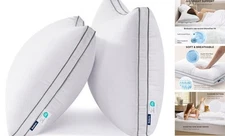  Pillows Set of 2 - Fluffy Bed Pillows for Sleeping, Hotel Standard Grey