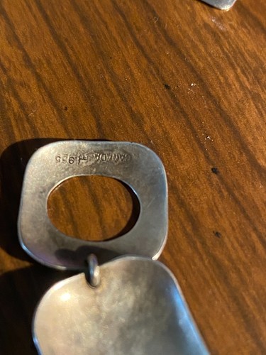 Canadian modernist sterling silver bracelet H 925 & matching earrings - Picture 4 of 6