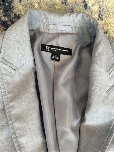 International Concepts Mens Slim fit Suit Jacket Blazer S S Grey Solid - Picture 3 of 4