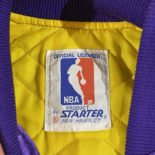 Vintage 90s Starter LA Lakers Purple Satin Big Logo Patch Jacket Size S **Flaw - Picture 11 of 11