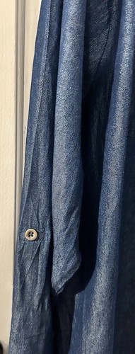 Top camicia donna marca Taxi taglia 2X blu scuro cotone denim cravatta collo usato in ottime condizioni! - Foto 4 di 5