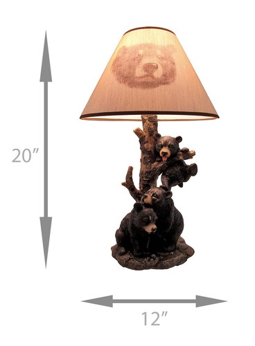 Rustic Black Bear Family Table Lamp - Lodge-Inspired Home Lighting - 20" Tall... - Picture 6 of 6