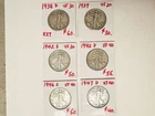 WALKING LIBERTY HALF DOLLARS -LOT OF 6 - 1938d,39, 42s ,42d,46s,47d-SILVER $$$
