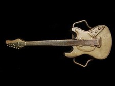 NC25163 VINTAGE 1978 CUT-OUT  ELECTRIC GUITAR  SOLID BRASS MUSIC BELT BUCKLE