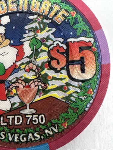 Golden Gate Christmas Casino Chip Santa Fremont Street Las Vegas LTD 750 - Bild 9 von 21