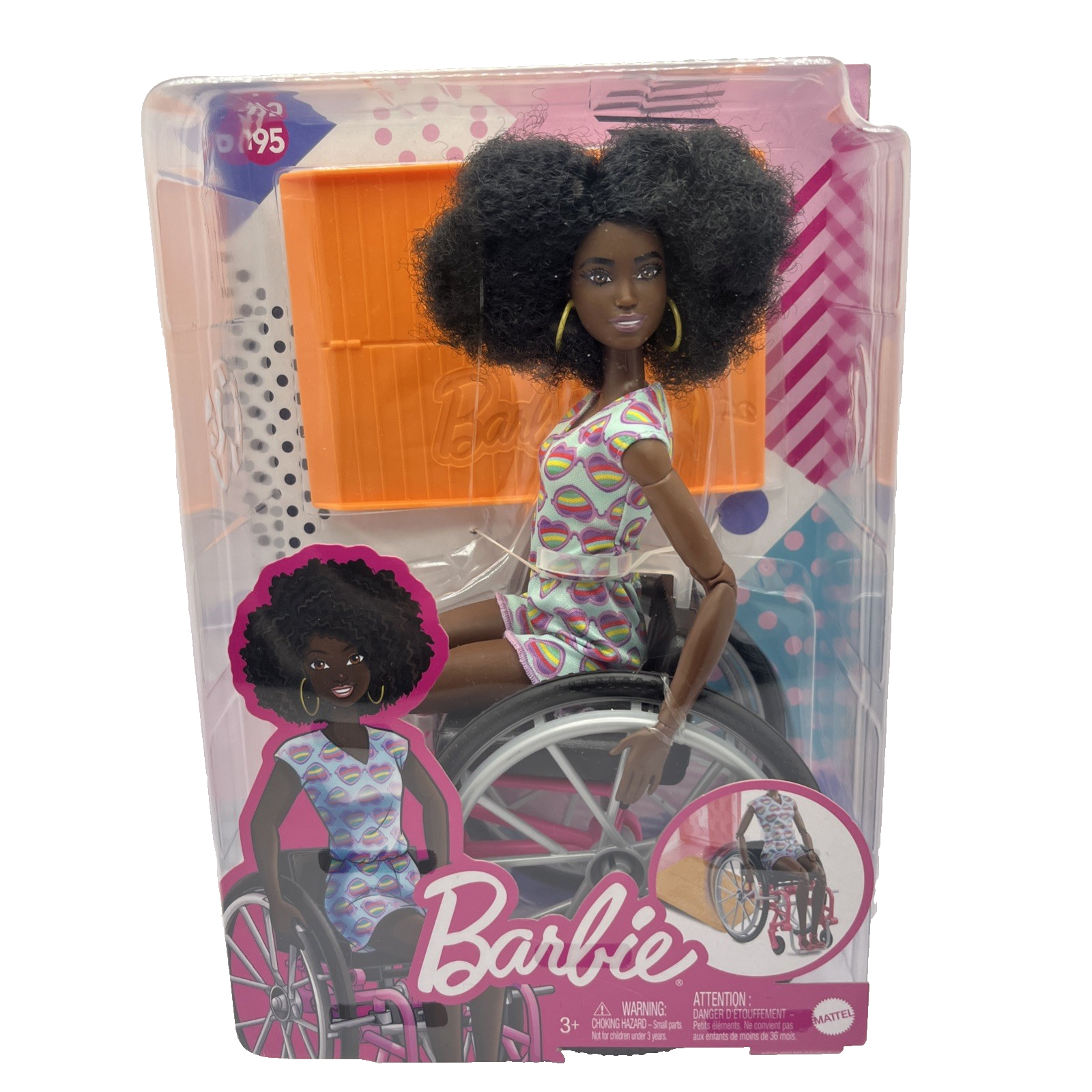 Barbie Fashionistas Doll Wheelchair & Ramp Curly Brown Hair & Accessories NIB