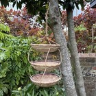 Vintage Rustic Hanging 3 Tiered Coil Weaved Fruit Bowl Basket Storage Decor