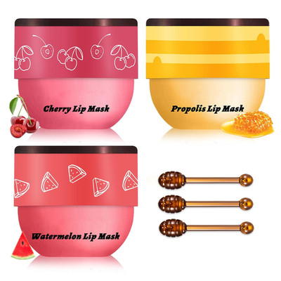 Lip Sleeping Mask Set Honey Watermelon Cherry Moisturizing Lip Care
