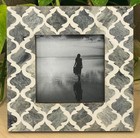 Handmade in India Wood & Bone/Horn Grey & White Mosaic Pattern 4x4 Photo Frame