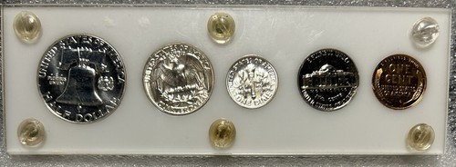 1957 5 Silver Coin Proof Set - in Plastic Proof Set Holder BOX-CS3 - Picture 2 of 2