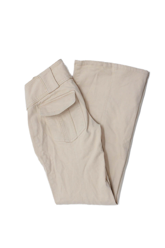 Nanette Lepore Damen Jeans ausgestellt unten Naht Plissee geknöpft Beige Größe 2
