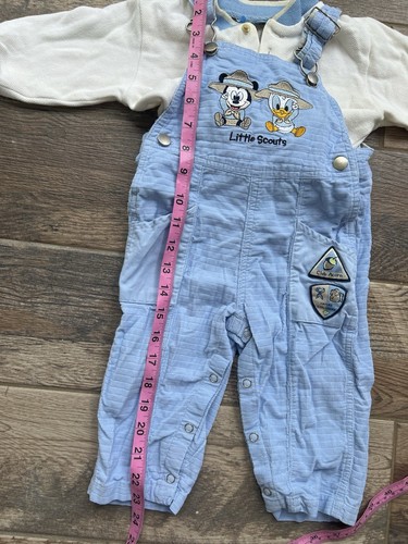Mono de pana vintage Disney Babies Mickey Donald Scouts con camisa 18 meses - Imagen 4 de 7