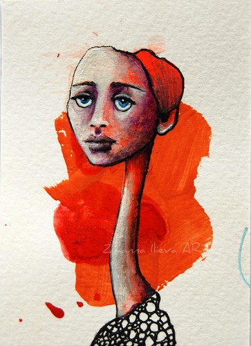 ACEO ORIGINAL COLLECTIBLE ABSTRACT EXPRESSIONISM portrait Painting MINIATURE ART