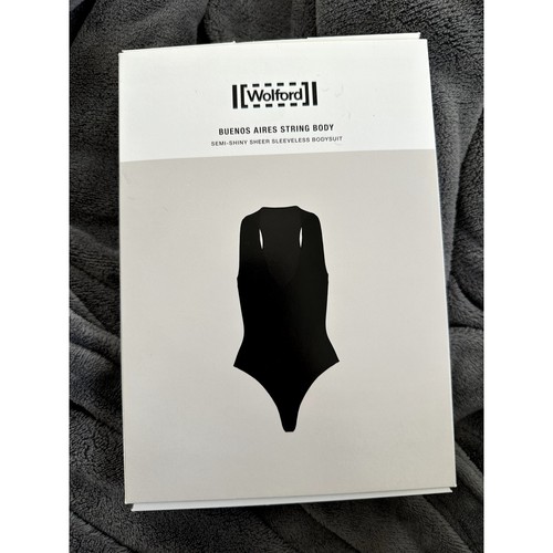 Wolford Bodysuit Size S in Black, Buenos Aires String Body Sheer Sleeveless NEW - Picture 2 of 4
