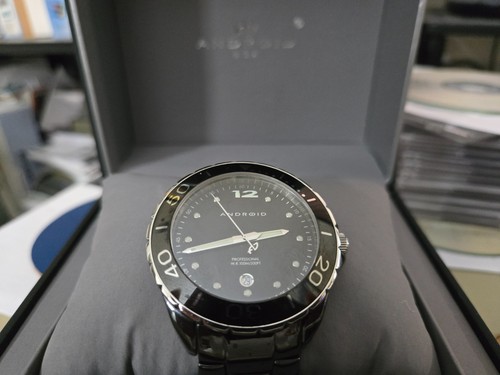 Android Diver Stainless Steel Watch AD 451 Ronda 515 Movement in Case - Clean!