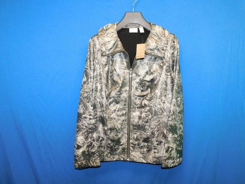 Chico's Zenergy Size 2 L NWT Black Silver Jacket Neema Evelyn Foil Windbreaker L - Picture 6 of 7
