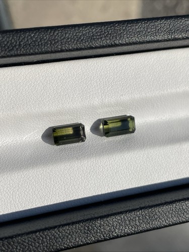 2pcs Lot 2.85ct t.w 8x4mm Baguette Natural Unheated Green Tourmaline From Africa - Bild 1 von 10