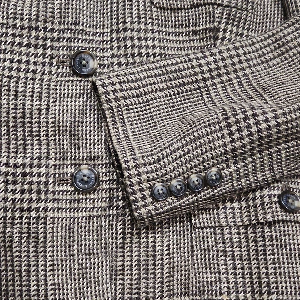 Chaqueta Blazer Lauren Ralph Lauren Lino Glen Check Cuadros Marrón Neutro 14 Foto 3 de 4