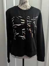 DKNY Women s Leopard Logo Black Sweatshirt Size XS