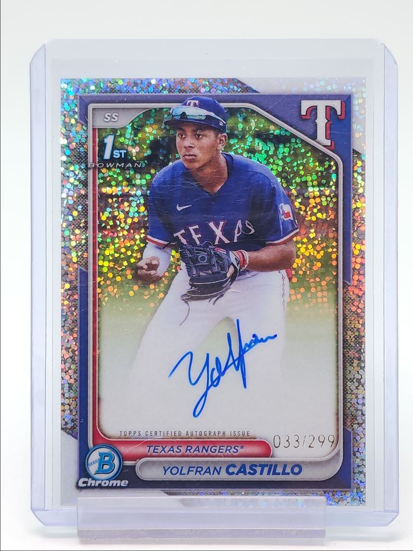 YOLFRAN CASTILLO 2024 BOWMAN CHROME 1ST SPECKLE REFRACTOR B AUTO /299 Q2754