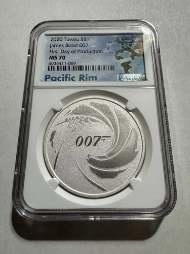 2020 Tuvalu Silver $1 James Bond 007 1 oz Pacific Rim Coin NGC MS 70