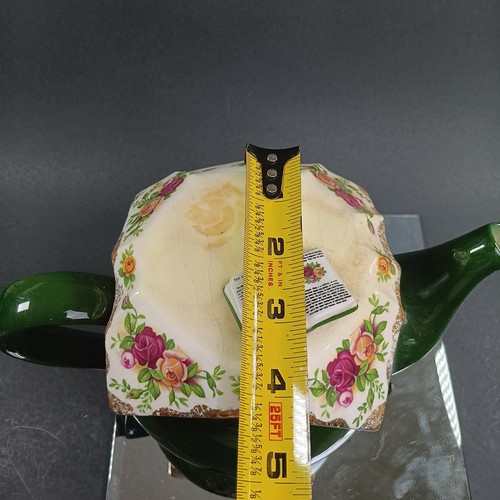 Rare 1997 Royal Albert Old Country Roses Apple Green Teapot, Miniature Open Book - Bild 16 von 17