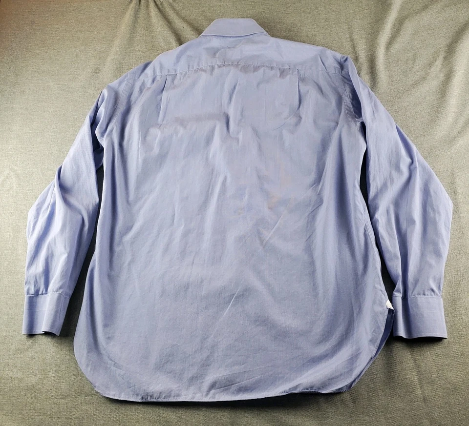 Camisa Borrelli Napoli Para Hombre 16L Azul Abotonada Manga Larga Italia Bolsillo Foto 3 de 4