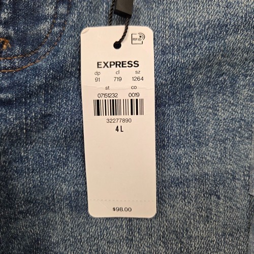 Pantalones de mezclilla Express Skyscraper para mujer 4 largos tiro medio desgastados - Imagen 10 de 12