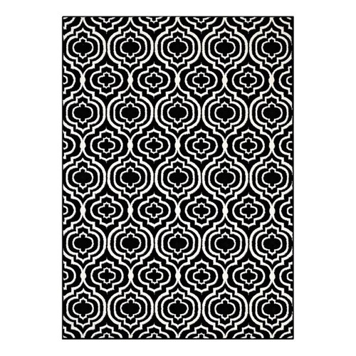 Frame Transitional Moroccan Trellis 5x8 Area Rug in Black and White - Picture 2 of 7