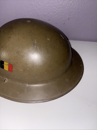 BELGISCHER ARMEE HELM MKII BRODIE STIL KINNRIEMEN ENDE 1940er innen benannt - Bild 3 von 20