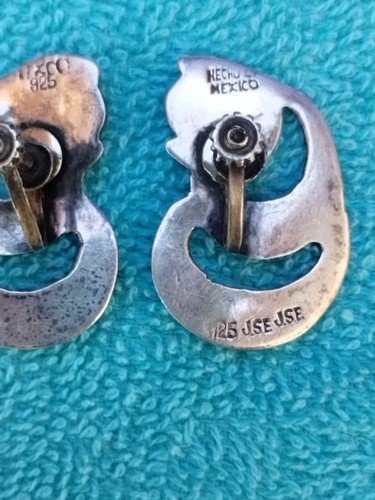 JSE Vintage Taxco Sterling Silver Earrings Circles w/ Ball Accent ND 925 - Picture 8 of 12