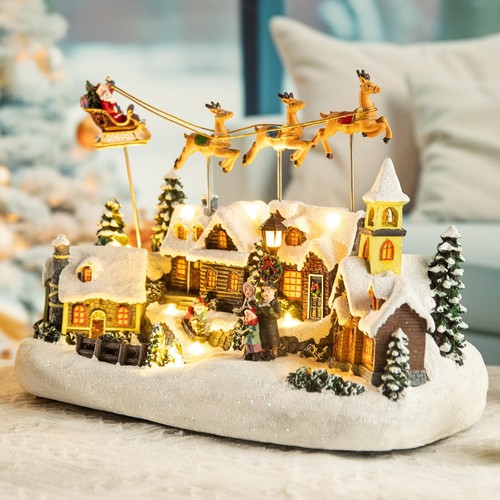 Trineo animado de Papá Noel y renos de la primera aldea de Navidad con... - Imagen 7 de 7