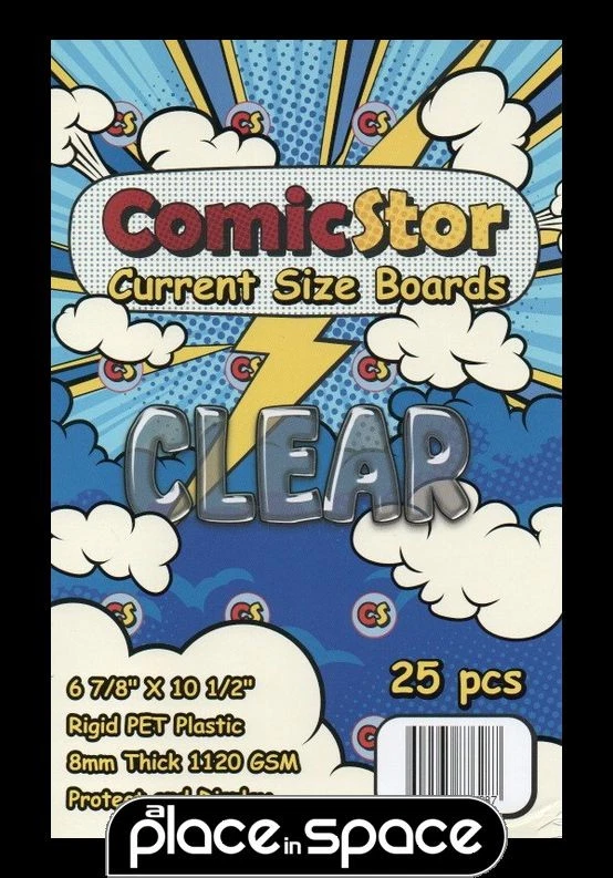 COMICSTOR 25 X CURRENT SIZE COMIC CLEAR BACKING BOARD - RIGID, CRYSTAL CLEAR