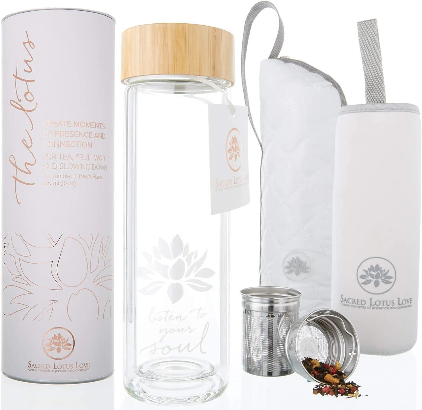 Sacred Lotus Love 15 Ounces, White - Listen to your soul design