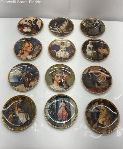 Set 12 Teile verschiedene Norman Rockwell's wiederentdeckte Frauen Sammelteller