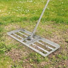Towallmark 48"×10" Lawn Leveling Rake, Stainless Steel Leveler Silver 