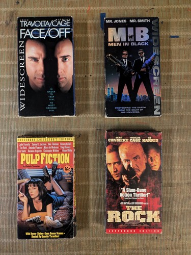 Widescreen and Letterbox VHS LOT Pulp Fiction, The Rock, Face/Off, M.I.B - Picture 3 of 8