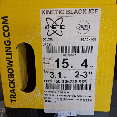 Track Kinetic Black Ice Bowling Ball 15 lb NEW IN BOX! #154 - Picture 2 of 5