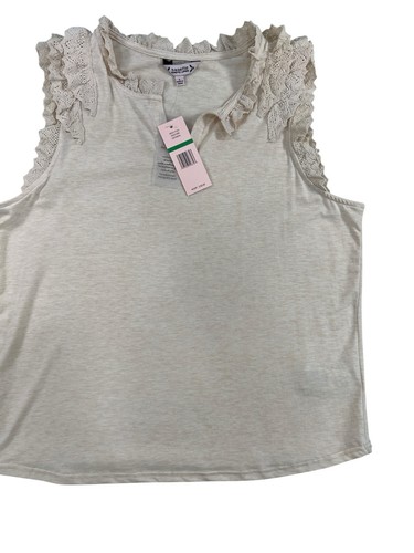 Nannette cremefarbenes ärmelloses Top Shirt Tanktop mit Ösenakzenten in Größe L - Bild 6 von 9