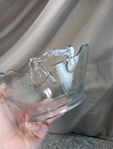 LE Smith Mt Pleasant Clear Glass Bowl 2 Handled 9" Vintage 1925-1934 SEE Pics - Picture 5 of 10