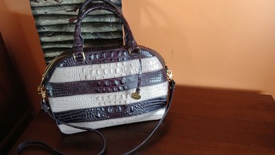 BRAHMIN Hudson Leather Satchel Bag BROWN/ BEIGE