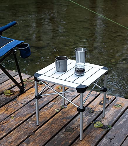 Lightweight Stable Alu. Folding Square Table Roll Up Top with Carry Bag for - Picture 2 of 6