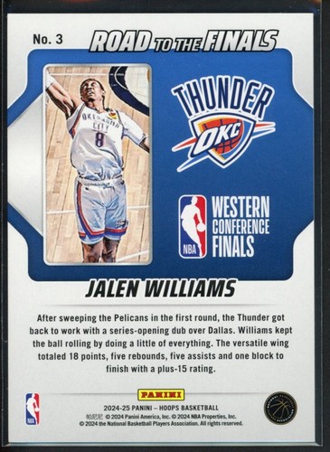 Aros de la NBA 2024-25 Panini Jalen Williams #3 Camino a las Finales/999 - Imagen 2 de 2